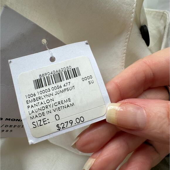 NWT Club Monaco Creme Emberlynn Linen Blend Jumpsuit 0 - Picture 7 of 16